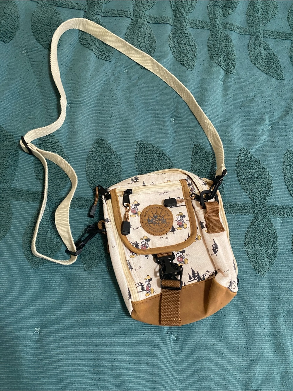 Disney Cream and Tan Canvas Crossbody with Character Print